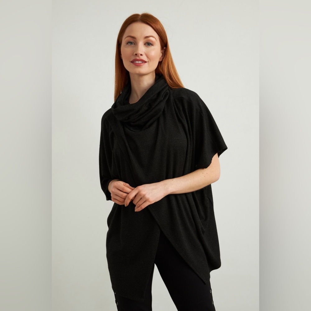 Joseph Ribkoff Black Cowl Neck Drape Tunic Top Women’s size 10 EUC